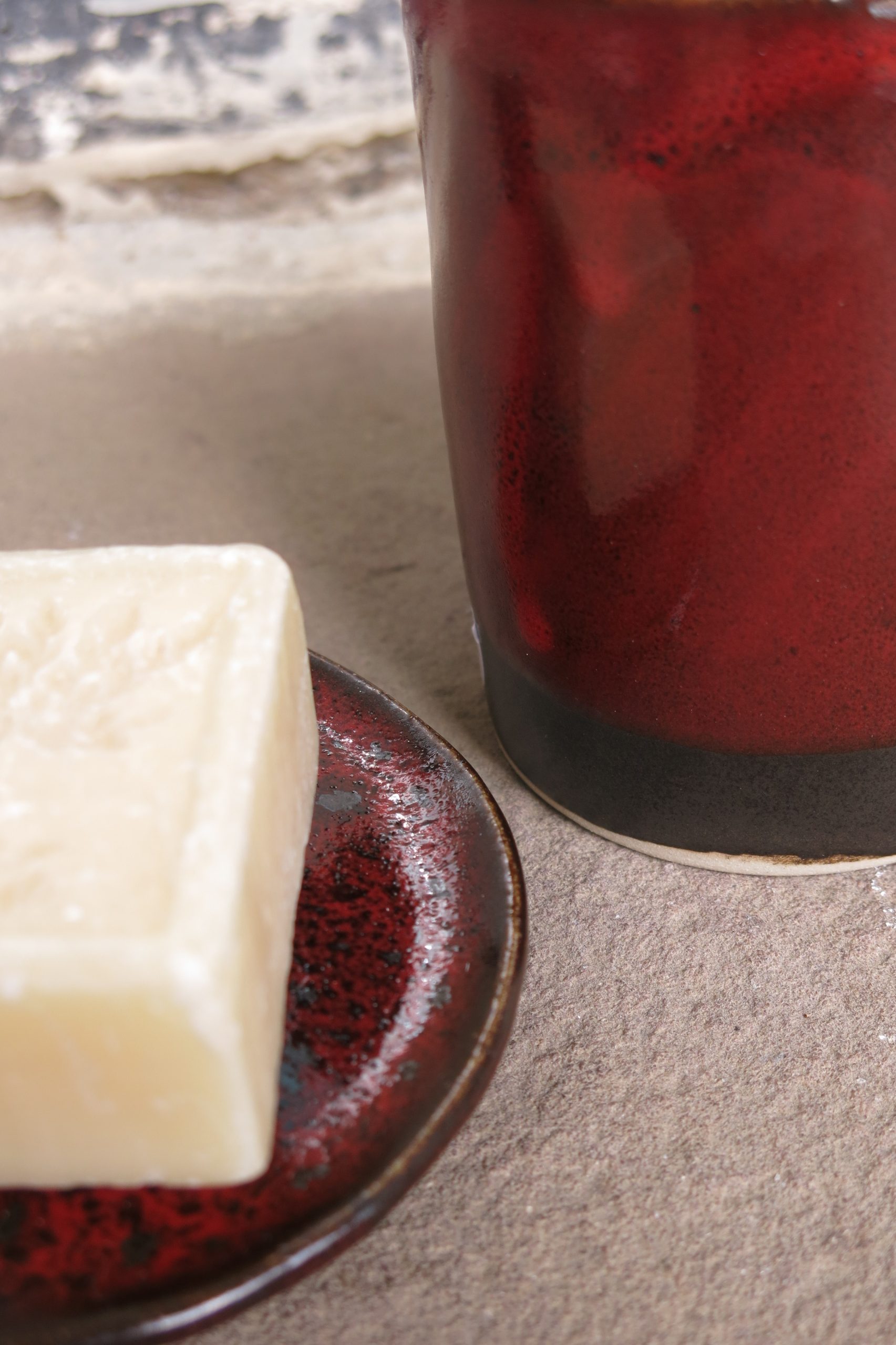 Porte-savon-Rouge-Savon:tasse