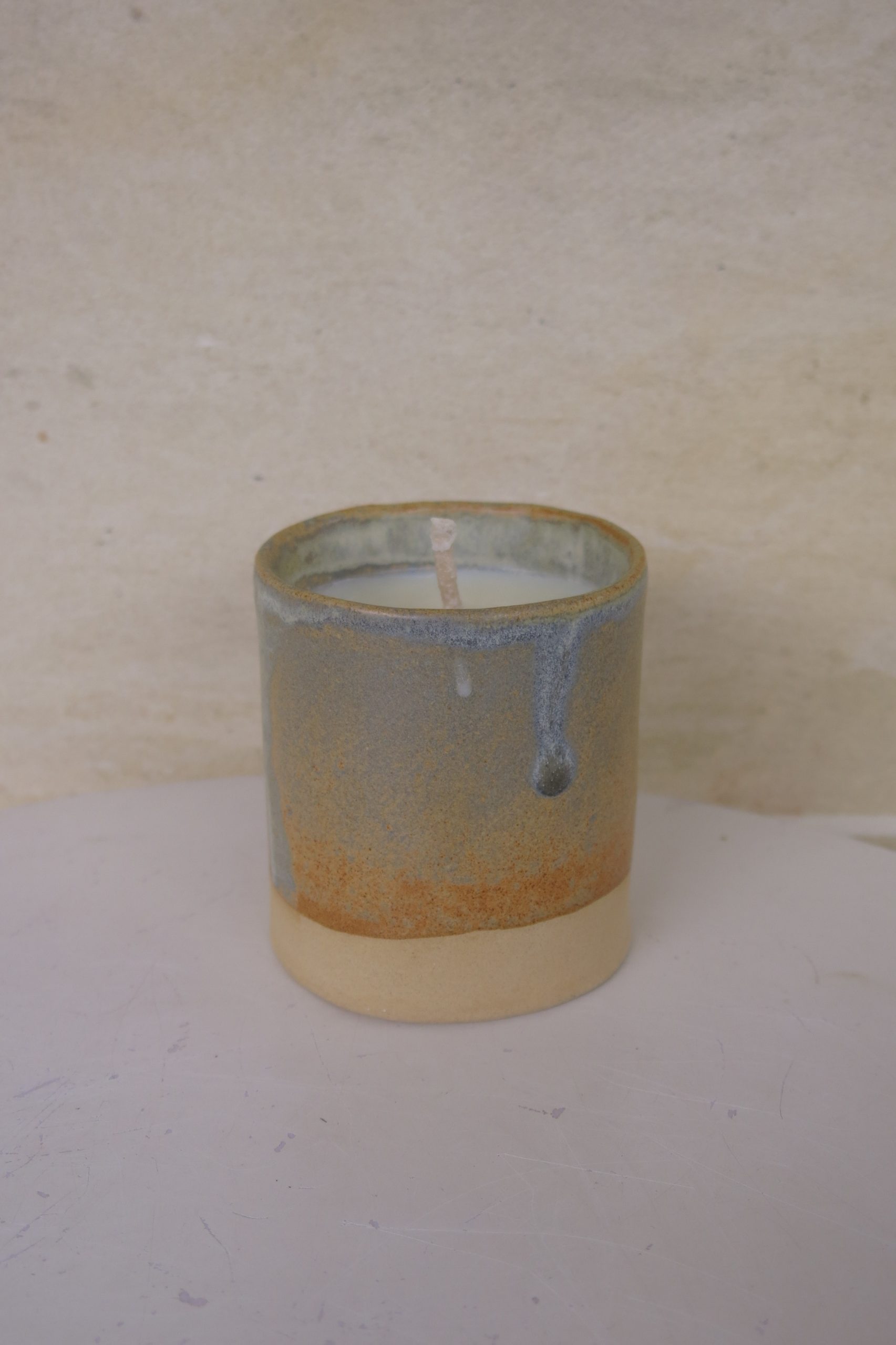 Bougie-Gris-Beige-Cire